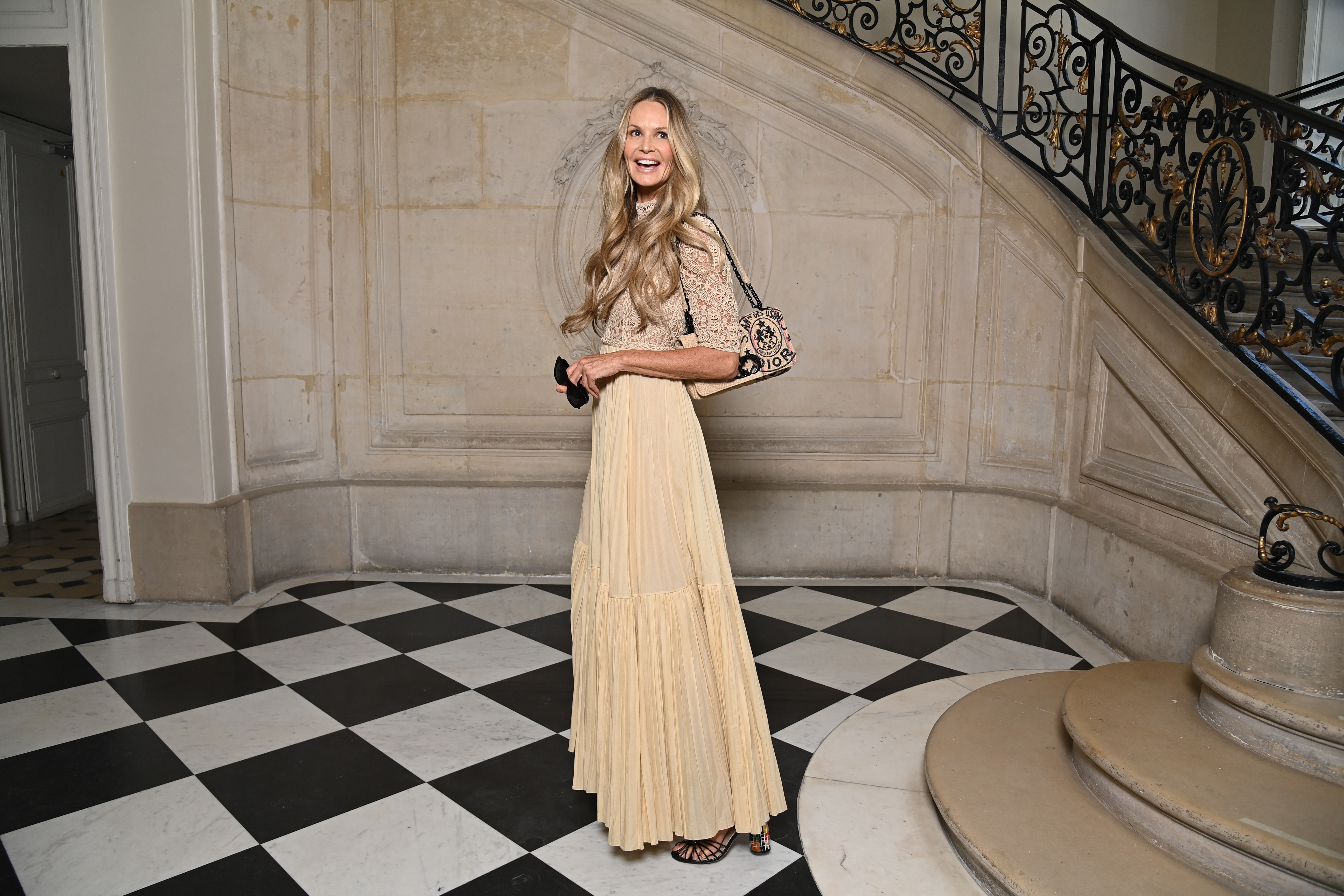 Elle Macpherson attends the Christian Dior Haute Couture Fall Winter 2022 2023 show as part of Paris Fashion Week  on July 04, 2022 in Paris, France. 